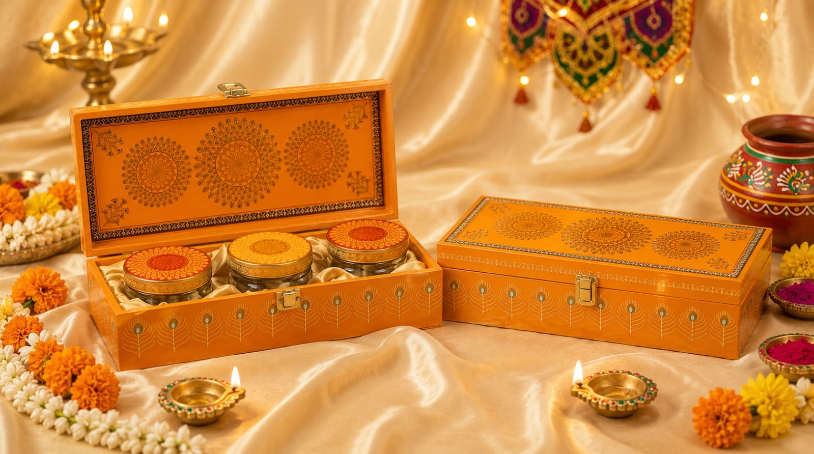 JJ MDF PREMIUM JAR BOX - 3 JAR — Wholesale festival-diwali Box IMPACK