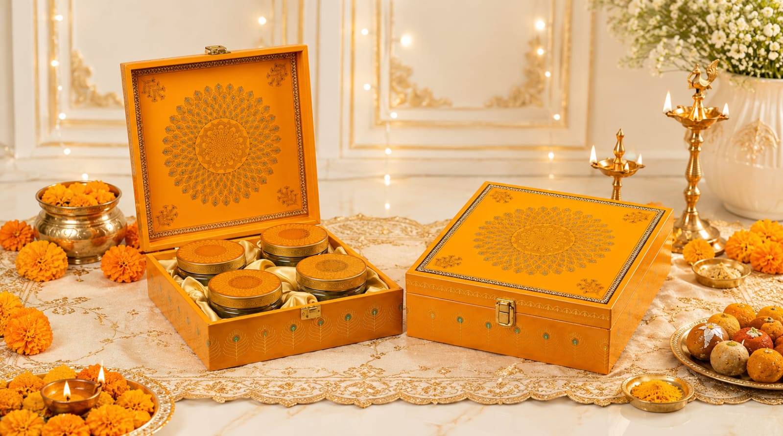 JJ MDF PREMIUM JAR BOX - 4 JAR — Wholesale festival-diwali Box IMPACK